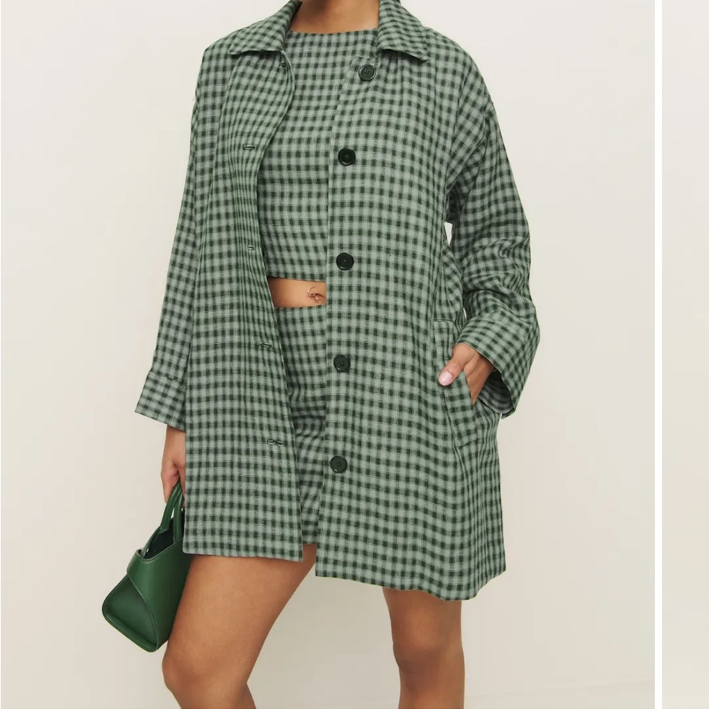 Reformation Irene Linen Jacket Green - Size S